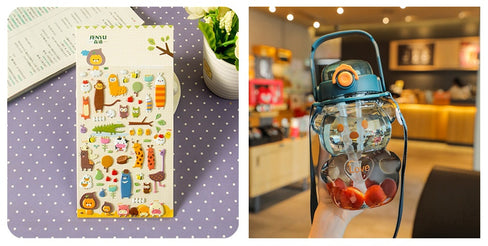 Internet Celebrity Bear Water Summer Student Cute Personality Double Drink Large Capacity Plastic Cup With Straw