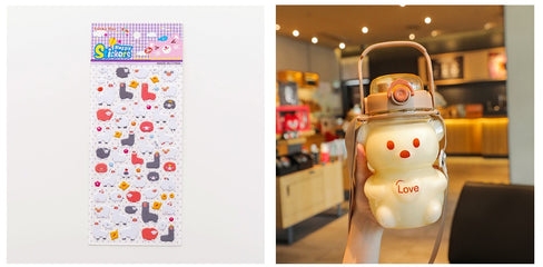 Internet Celebrity Bear Water Summer Student Cute Personality Double Drink Large Capacity Plastic Cup With Straw