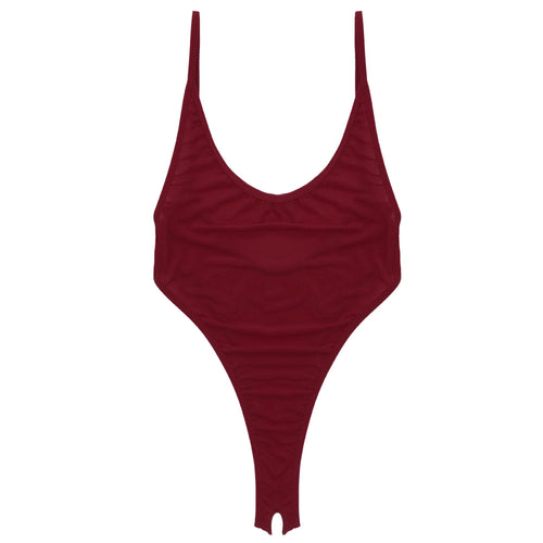 Women's One Piece High Cut Swimsuit Sheer