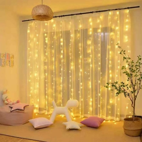 Led Window Curtain Lights,9.8x9.8FT 300LED, Remote Control ,USB Powered 8 Modes, for Bedroom, Outdoor, Garden