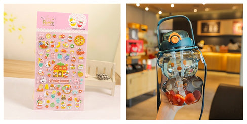 Internet Celebrity Bear Water Summer Student Cute Personality Double Drink Large Capacity Plastic Cup With Straw