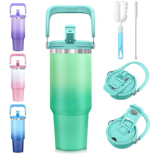 40 oz Tumbler with Handle,Flip Straw Tumbler with 2-in-1 Leak Proof Lid,Stainless Steel Double Wall Vacuum Insulated Tumblers,Adults Kids Travel Bottle for Walking Hiking Camping School