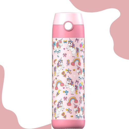 Mali Children's Water Bottle, Thermal Stainless Steel Water Bottle, BPA-Free, Leak-Proof, Children's Bottle with Chug Lid, Bottle for School, Nursery (Unicorn, 500 ml)