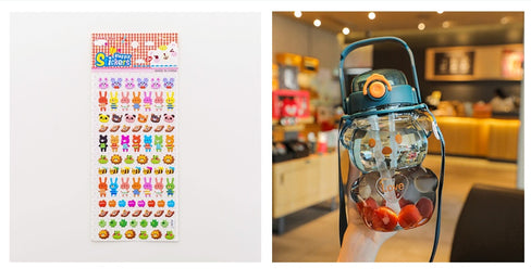 Internet Celebrity Bear Water Summer Student Cute Personality Double Drink Large Capacity Plastic Cup With Straw