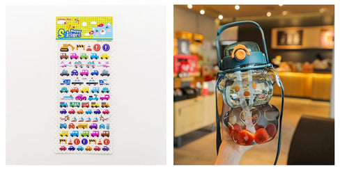 Internet Celebrity Bear Water Summer Student Cute Personality Double Drink Large Capacity Plastic Cup With Straw