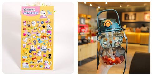 Internet Celebrity Bear Water Summer Student Cute Personality Double Drink Large Capacity Plastic Cup With Straw