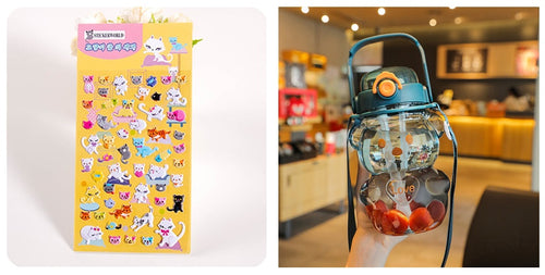 Internet Celebrity Bear Water Summer Student Cute Personality Double Drink Large Capacity Plastic Cup With Straw